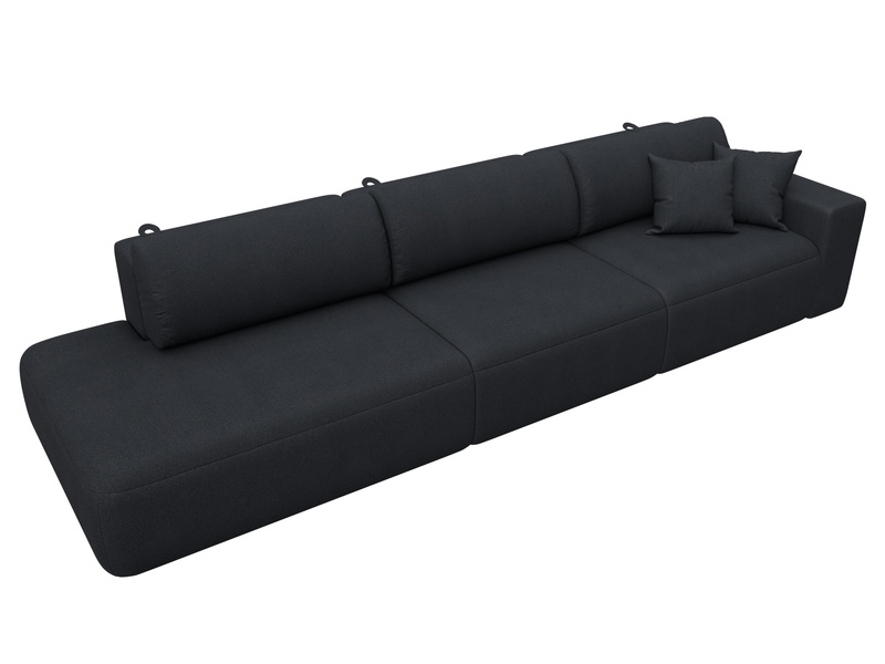 Диван прямой Лига-036 НПБ Модерн Лонг подлокотник справа, Замша, JOLY 16 темно-серый