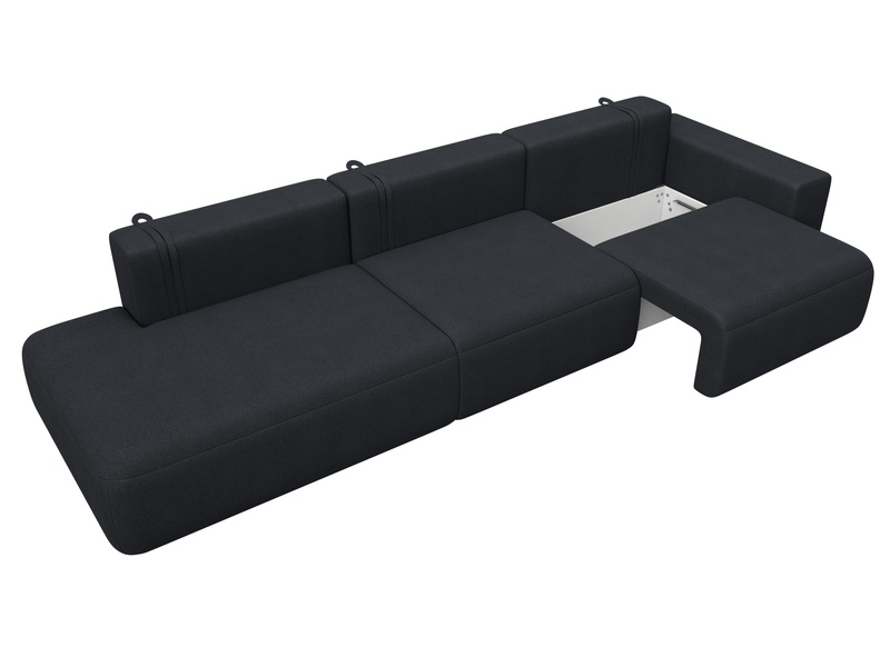 Диван прямой Лига-036 НПБ Модерн Лонг подлокотник справа, Замша, JOLY 16 темно-серый