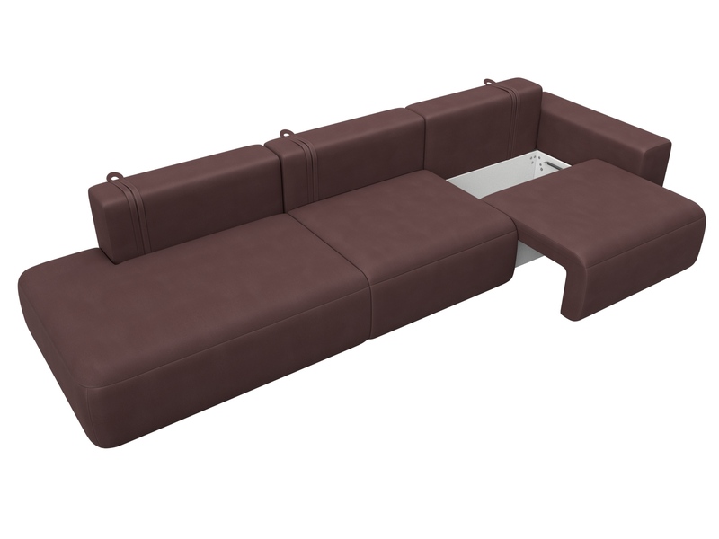 Диван прямой Лига-036 НПБ Модерн Лонг подлокотник справа, Замша, JOLY 09 бордовый
