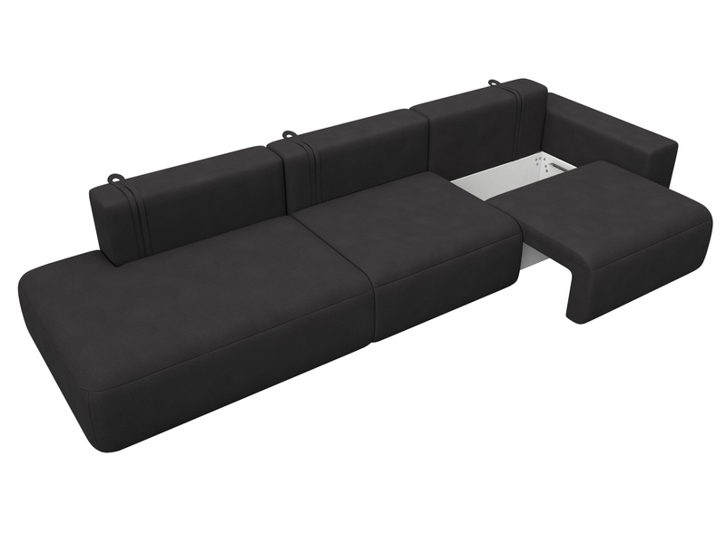 Диван прямой Лига-036 НПБ Модерн Лонг подлокотник справа, Замша, JOLY 08 коричневый