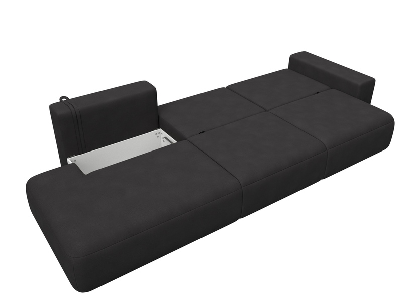 Диван прямой Лига-036 НПБ Модерн Лонг подлокотник справа, Замша, JOLY 08 коричневый