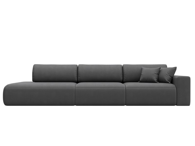 Диван прямой Лига-036 НПБ Модерн Лонг подлокотник справа, Замша, JOLY 13 серый