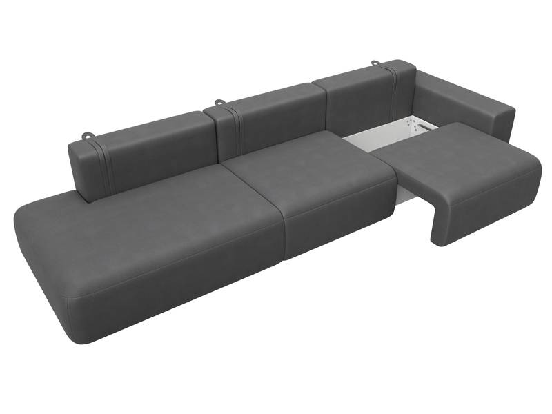 Диван прямой Лига-036 НПБ Модерн Лонг подлокотник справа, Замша, JOLY 13 серый