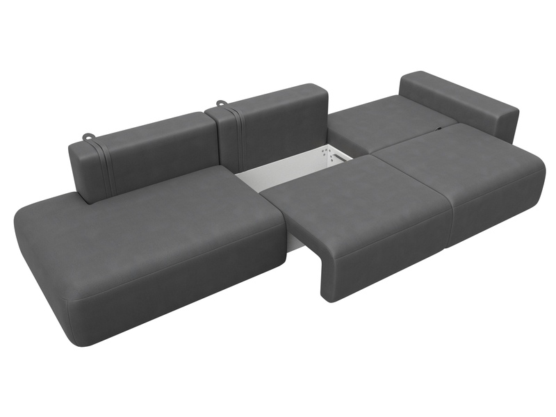 Диван прямой Лига-036 НПБ Модерн Лонг подлокотник справа, Замша, JOLY 13 серый