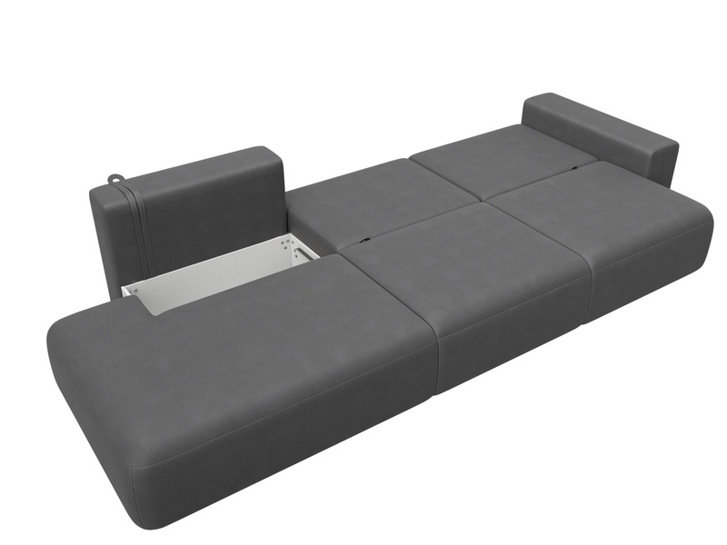 Диван прямой Лига-036 НПБ Модерн Лонг подлокотник справа, Замша, JOLY 13 серый