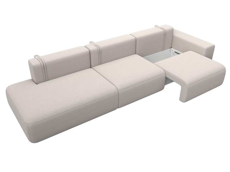 Диван прямой Лига-036 НПБ Модерн Лонг подлокотник справа, Замша, JOLY 05 бежевый