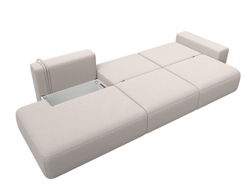 Диван прямой Лига-036 НПБ Модерн Лонг подлокотник справа, Замша, JOLY 05 бежевый