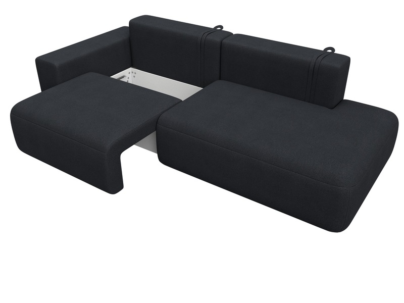 Диван прямой Лига-036 НПБ Модерн подлокотник слева, Замша, JOLY 16 темно-серый