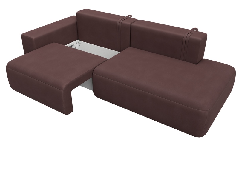 Диван прямой Лига-036 НПБ Модерн подлокотник слева, Замша, JOLY 09 бордовый