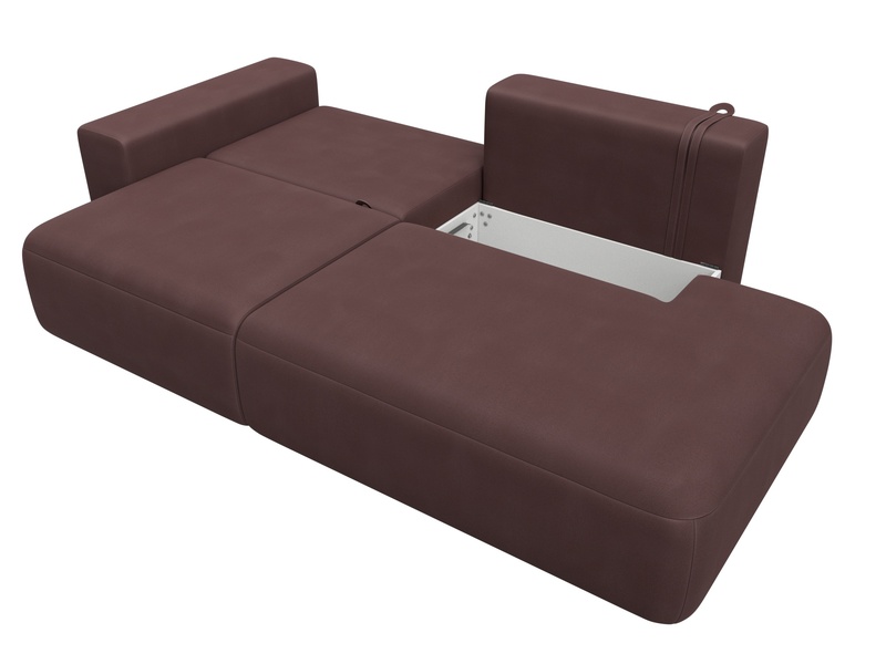 Диван прямой Лига-036 НПБ Модерн подлокотник слева, Замша, JOLY 09 бордовый