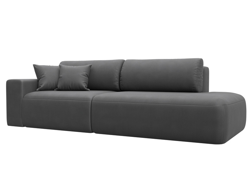 Диван прямой Лига-036 НПБ Модерн подлокотник слева, Замша, JOLY 13 серый