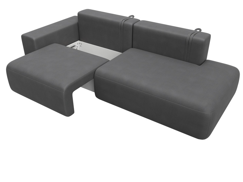 Диван прямой Лига-036 НПБ Модерн подлокотник слева, Замша, JOLY 13 серый