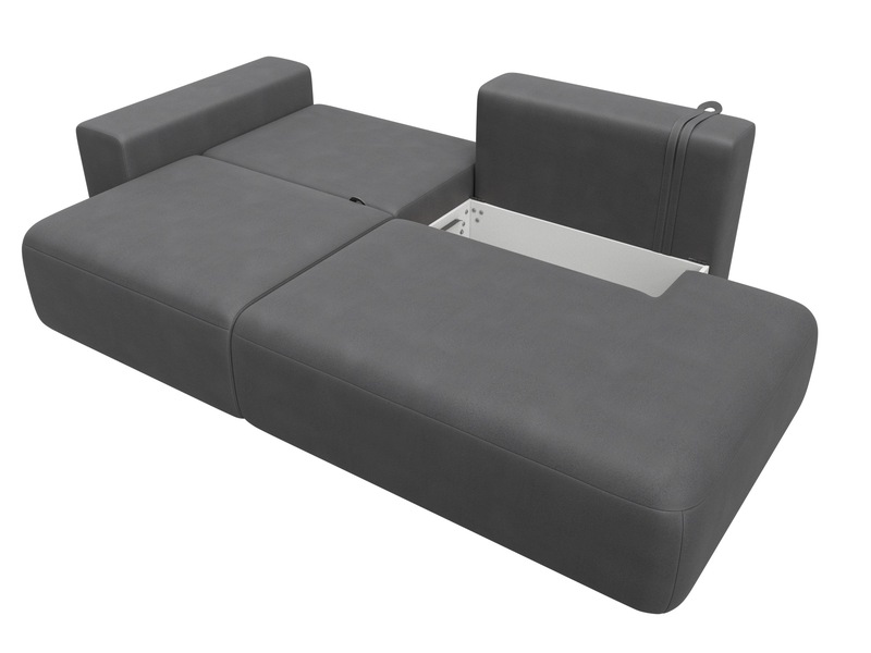 Диван прямой Лига-036 НПБ Модерн подлокотник слева, Замша, JOLY 13 серый