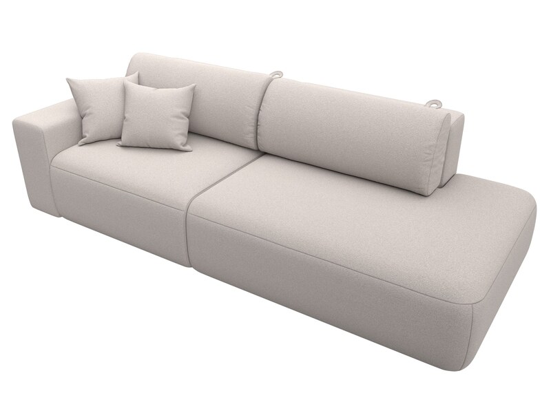 Диван прямой Лига-036 НПБ Модерн подлокотник слева, Замша, JOLY 05 бежевый