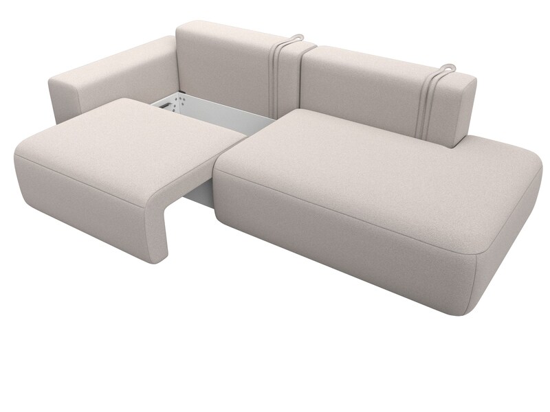 Диван прямой Лига-036 НПБ Модерн подлокотник слева, Замша, JOLY 05 бежевый