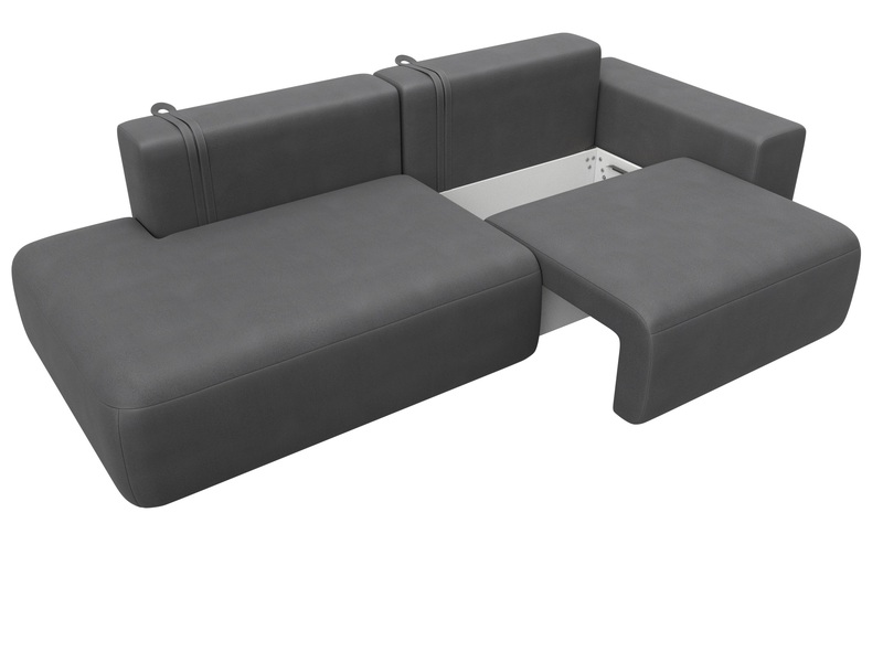 Диван прямой Лига-036 НПБ Модерн подлокотник справа, Замша, JOLY 13 серый