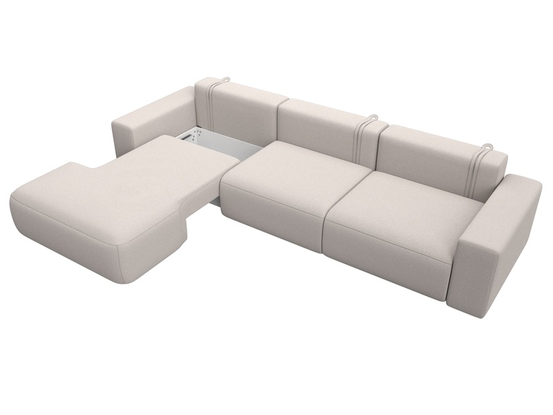 Диван угловой Лига-036 НПБ Классик Лонг левый угол, Замша, JOLY 05 бежевый