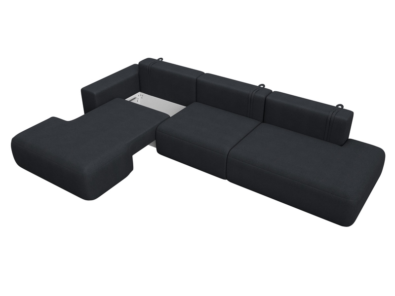 Диван угловой Лига-036 НПБ Модерн Лонг левый угол, Замша, JOLY 16 темно-серый