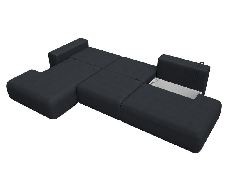 Диван угловой Лига-036 НПБ Модерн Лонг левый угол, Замша, JOLY 16 темно-серый