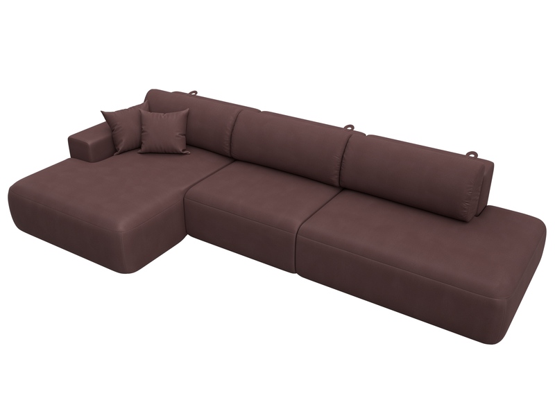 Диван угловой Лига-036 НПБ Модерн Лонг левый угол, Замша, JOLY 09 бордовый