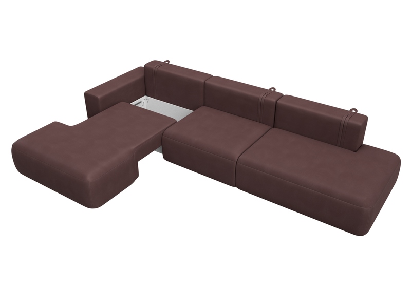 Диван угловой Лига-036 НПБ Модерн Лонг левый угол, Замша, JOLY 09 бордовый