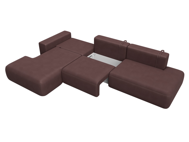 Диван угловой Лига-036 НПБ Модерн Лонг левый угол, Замша, JOLY 09 бордовый