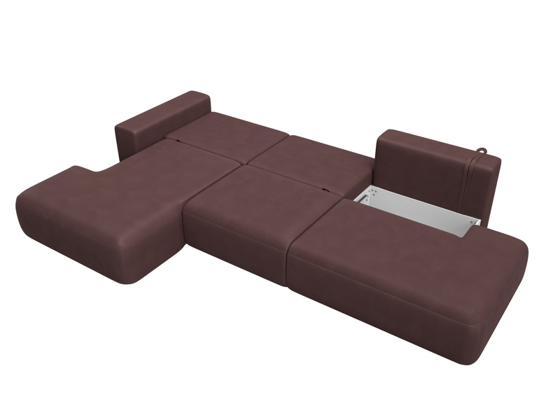 Диван угловой Лига-036 НПБ Модерн Лонг левый угол, Замша, JOLY 09 бордовый
