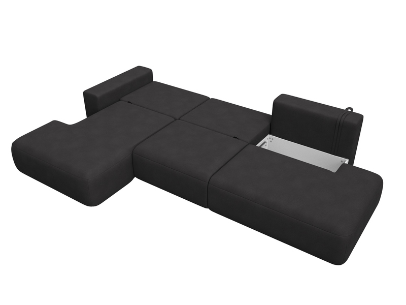 Диван угловой Лига-036 НПБ Модерн Лонг левый угол, Замша, JOLY 08 коричневый