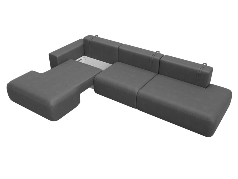 Диван угловой Лига-036 НПБ Модерн Лонг левый угол, Замша, JOLY 13 серый