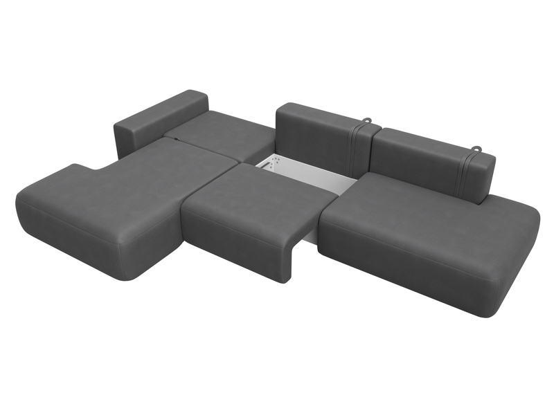 Диван угловой Лига-036 НПБ Модерн Лонг левый угол, Замша, JOLY 13 серый