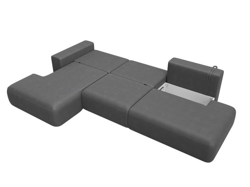 Диван угловой Лига-036 НПБ Модерн Лонг левый угол, Замша, JOLY 13 серый