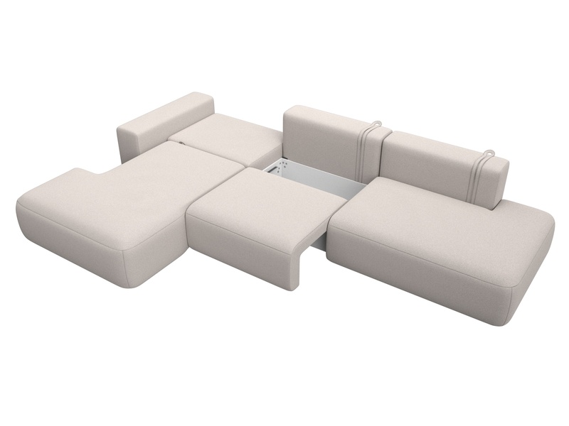 Диван угловой Лига-036 НПБ Модерн Лонг левый угол, Замша, JOLY 05 бежевый