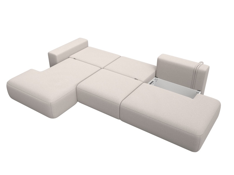 Диван угловой Лига-036 НПБ Модерн Лонг левый угол, Замша, JOLY 05 бежевый