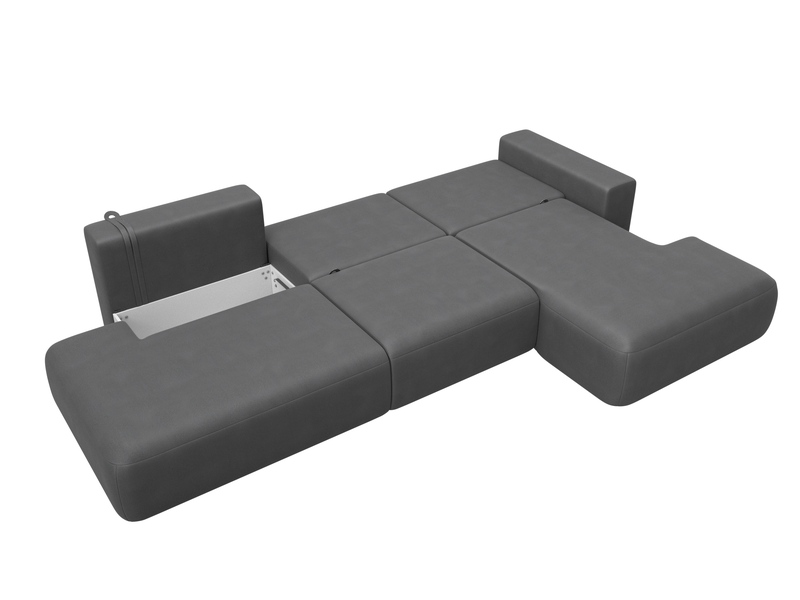 Диван угловой Лига-036 НПБ Модерн Лонг правый угол, Замша, JOLY 13 серый