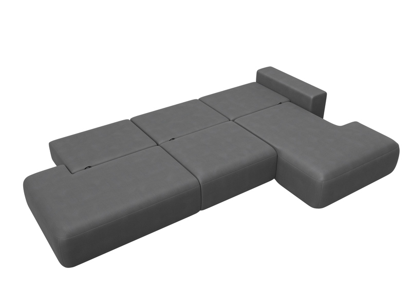 Диван угловой Лига-036 НПБ Модерн Лонг правый угол, Замша, JOLY 13 серый