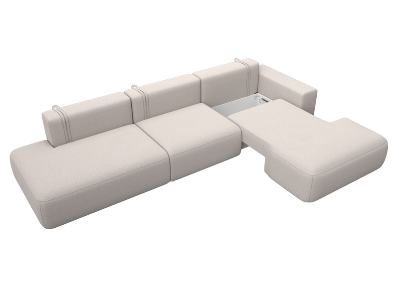 Диван угловой Лига-036 НПБ Модерн Лонг правый угол, Замша, JOLY 05 бежевый