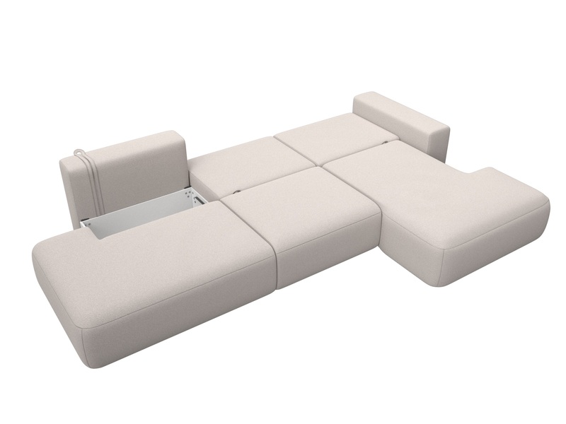 Диван угловой Лига-036 НПБ Модерн Лонг правый угол, Замша, JOLY 05 бежевый