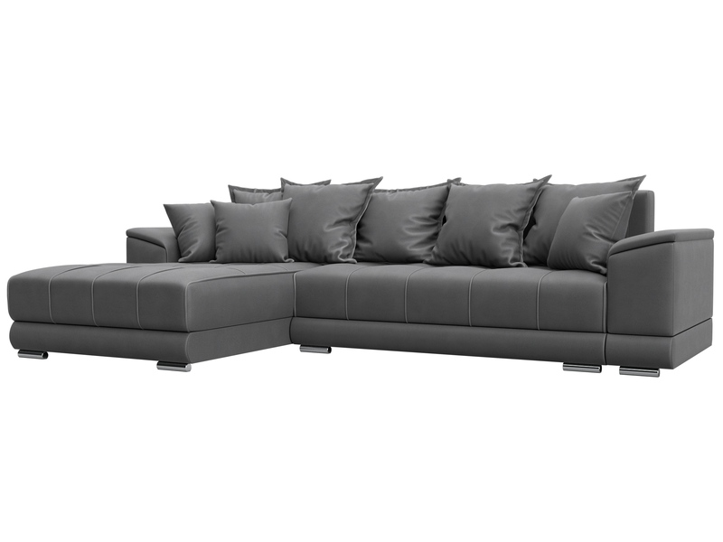 Диван угловой НордСтар левый угол, Замша, JOLY 13 серый