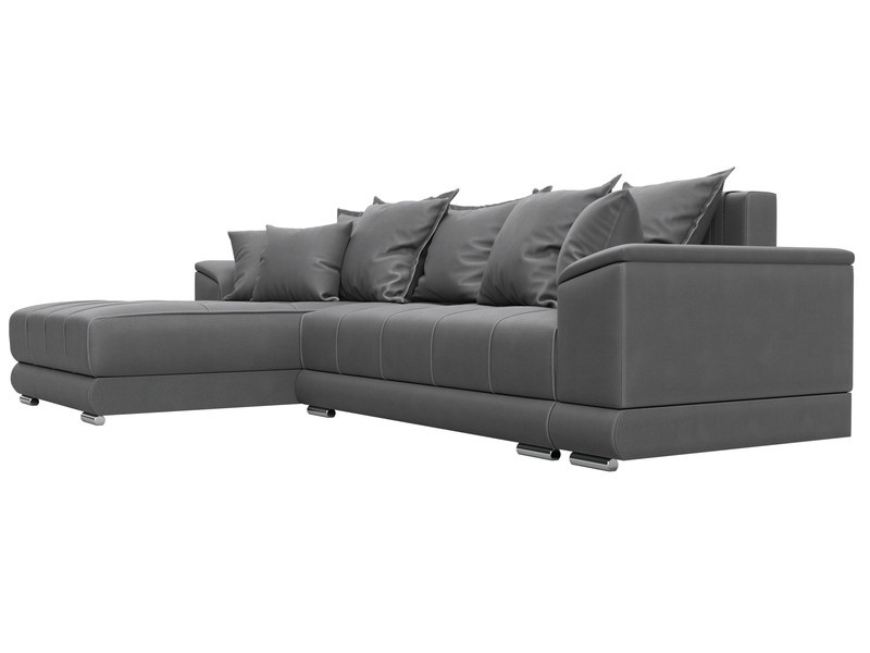 Диван угловой НордСтар левый угол, Замша, JOLY 13 серый