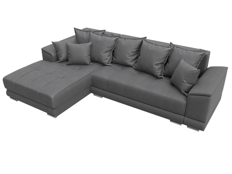 Диван угловой НордСтар левый угол, Замша, JOLY 13 серый