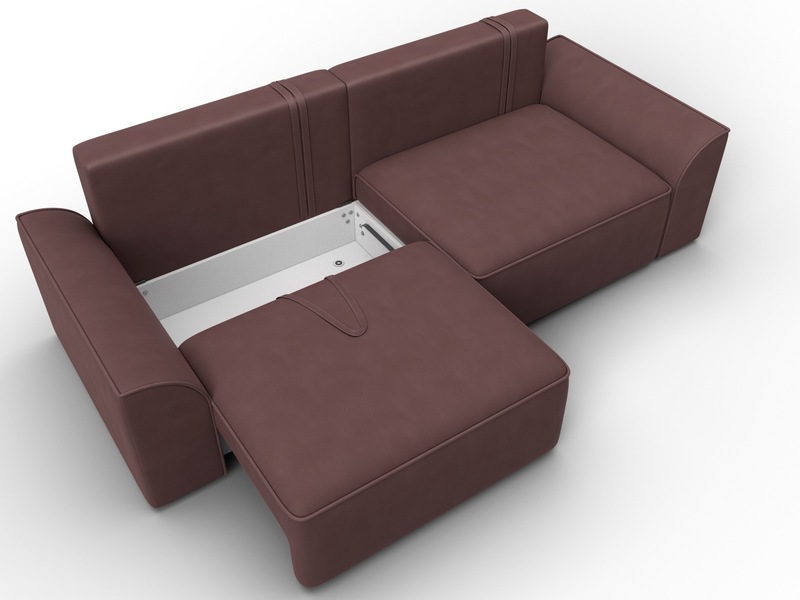 Диван прямой Лига-048 НПБ, Замша, JOLY 09 бордовый