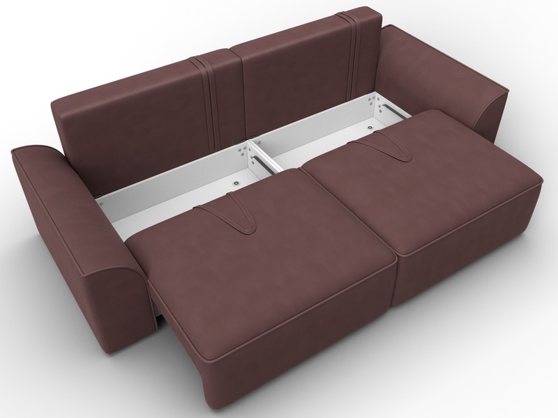 Диван прямой Лига-048 НПБ, Замша, JOLY 09 бордовый