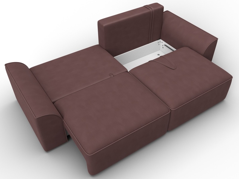 Диван прямой Лига-048 НПБ, Замша, JOLY 09 бордовый