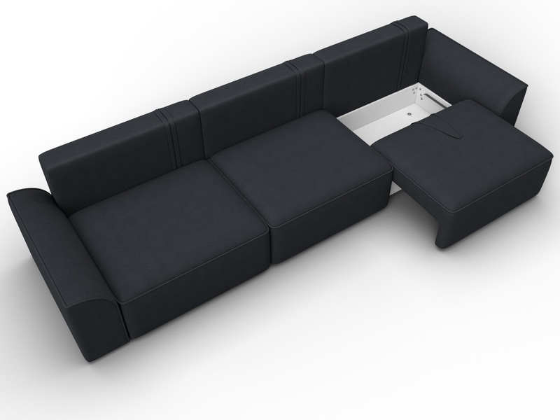 Диван прямой Лига-048 НПБ Лонг, Замша, JOLY 16 темно-серый