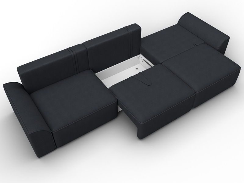 Диван прямой Лига-048 НПБ Лонг, Замша, JOLY 16 темно-серый