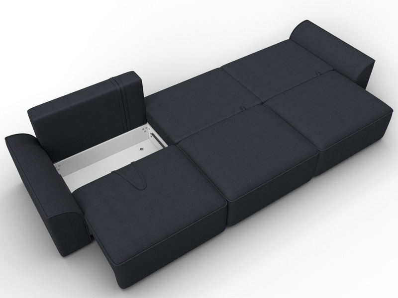 Диван прямой Лига-048 НПБ Лонг, Замша, JOLY 16 темно-серый