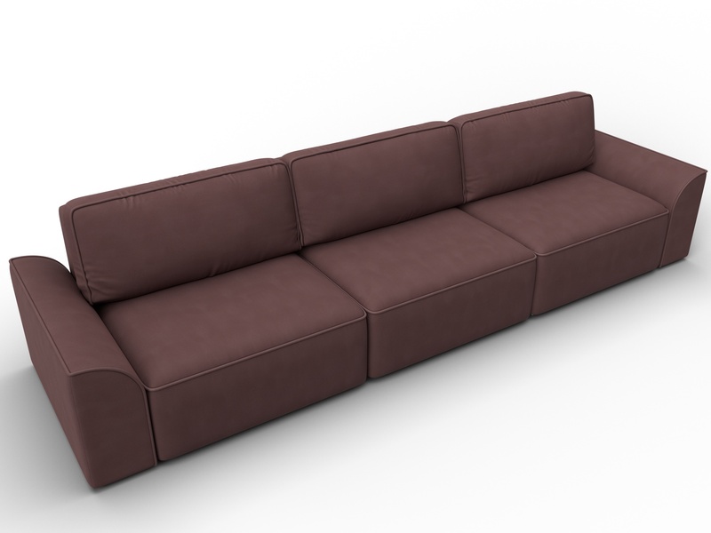Диван прямой Лига-048 НПБ Лонг, Замша, JOLY 09 бордовый