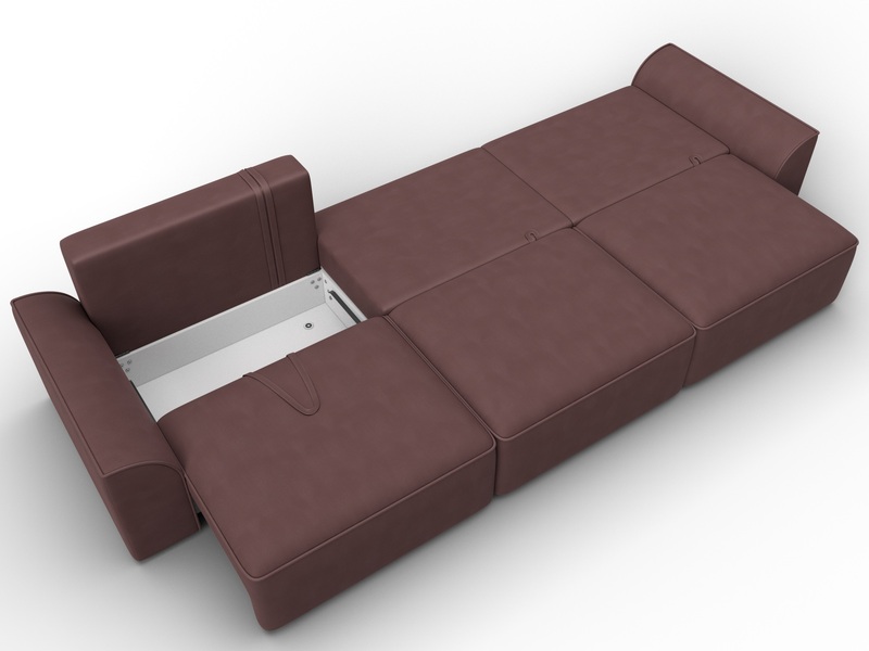 Диван прямой Лига-048 НПБ Лонг, Замша, JOLY 09 бордовый