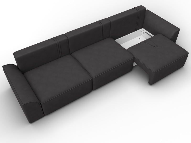 Диван прямой Лига-048 НПБ Лонг, Замша, JOLY 08 коричневый