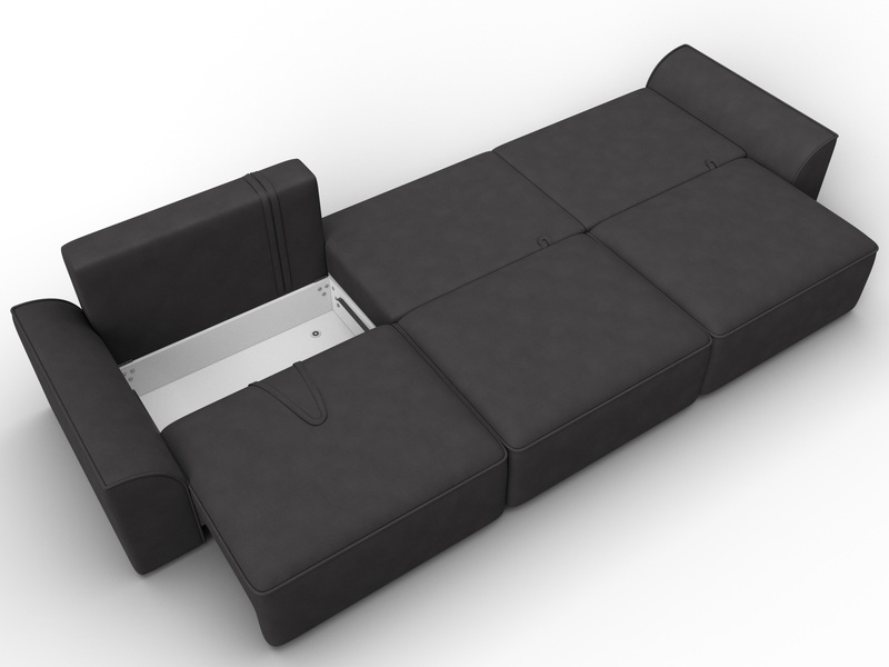 Диван прямой Лига-048 НПБ Лонг, Замша, JOLY 08 коричневый